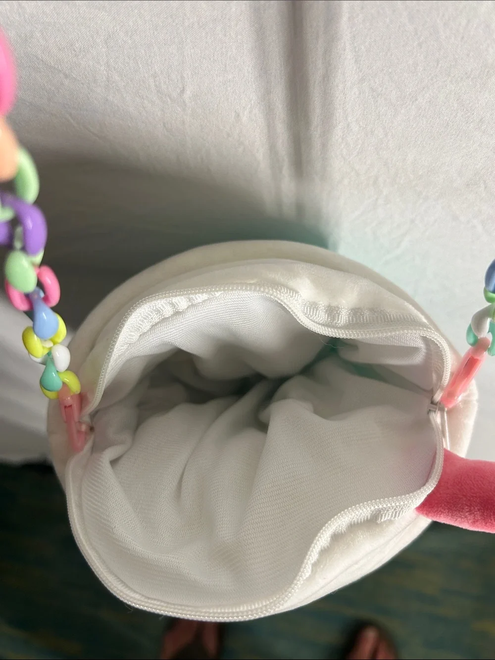 Hobby Lobby Plush Drink Crossbody - Mint, White & Pastel Chain